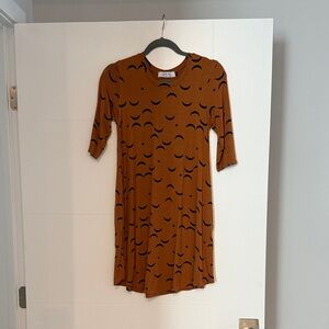 Ava Sky Rust Crescent Print Swing Dress